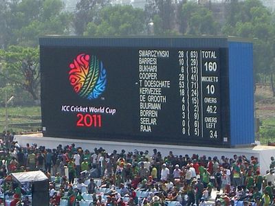 Cricket scoreboard at a stadium in Chittagong